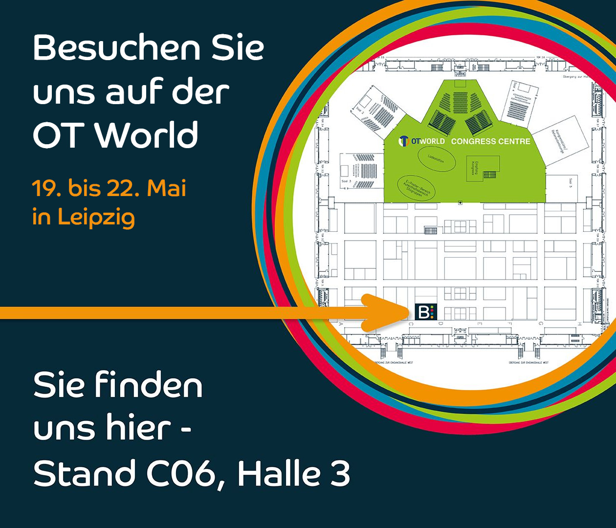 Besuchen Sie uns auf der OT World 2026 - 19. bis. Mai in Leipzig. Sie finden uns hier - Stand C06, Halle 3