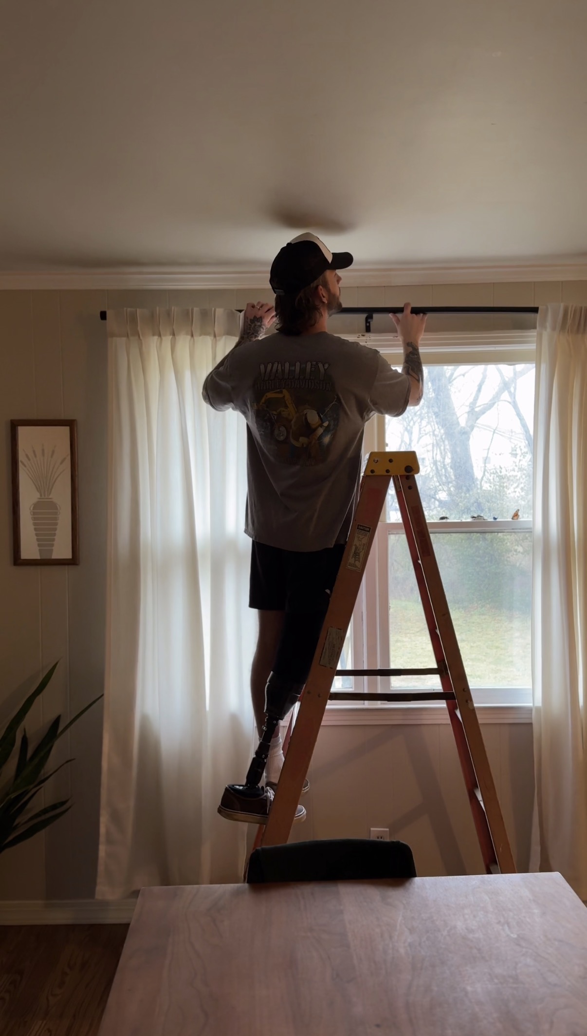 Climbing a ladder is no problem for Josh thanks to his Echelon prosthetic foot
